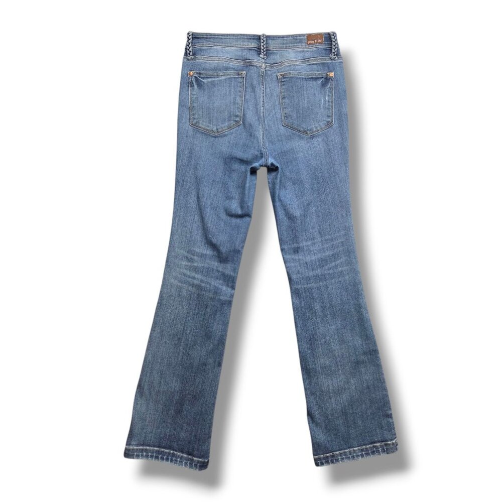 Judy Blue‎ Shauna Bootcut Jeans Womens 30 Mid Rise Braided Belt Loop - Picture 6 of 12